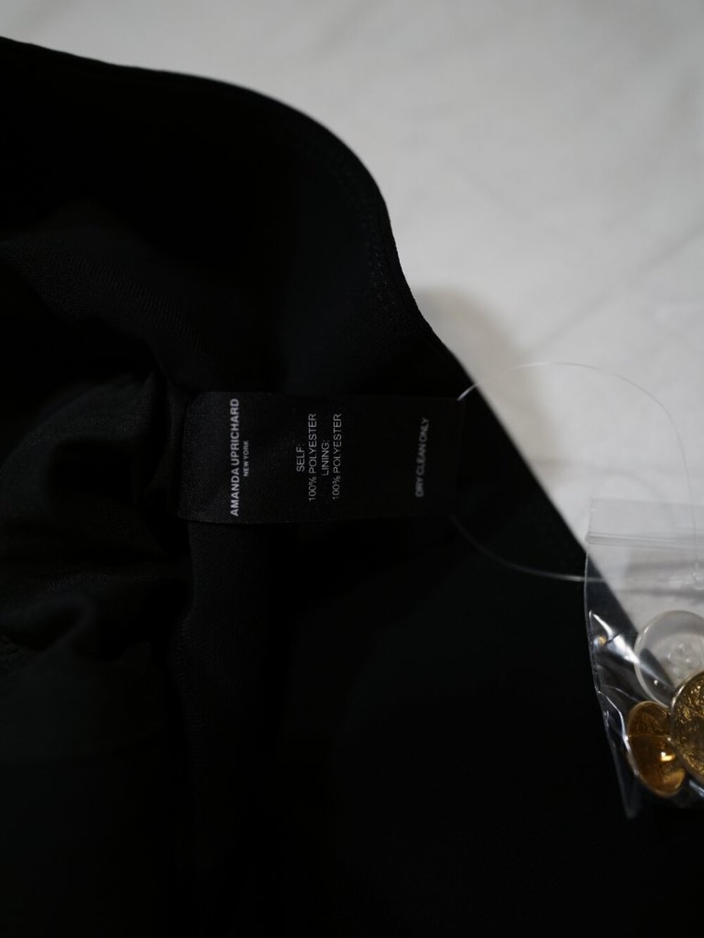 Amanda Uprichard NWT Black Military Blazer Gold Buttons Peplum Jacket Sz L - Picture 6 of 6